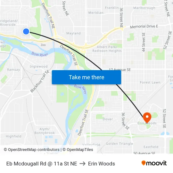 Eb Mcdougall Rd @ 11a St NE to Erin Woods map