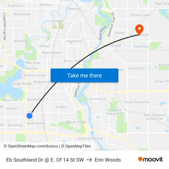 Eb Southland Dr @ E. Of 14 St SW to Erin Woods map