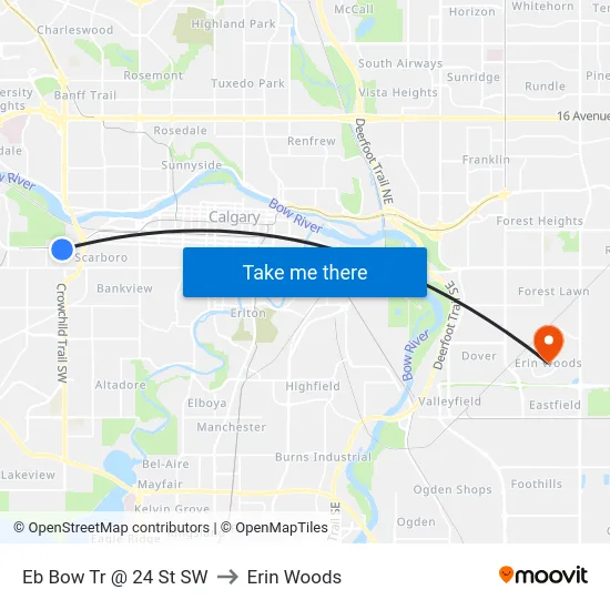 Eb Bow Tr @ 24 St SW to Erin Woods map