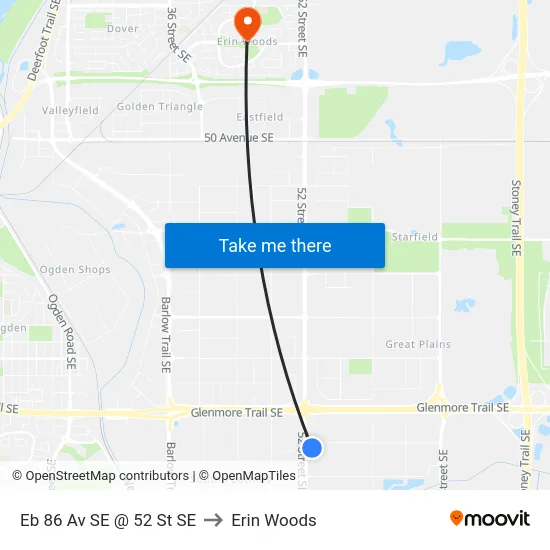 Eb 86 Av SE @ 52 St SE to Erin Woods map