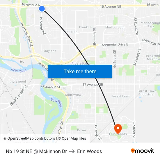Nb 19 St NE @ Mckinnon Dr to Erin Woods map