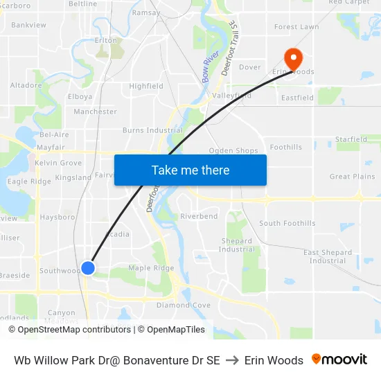 Wb Willow Park Dr@ Bonaventure Dr SE to Erin Woods map