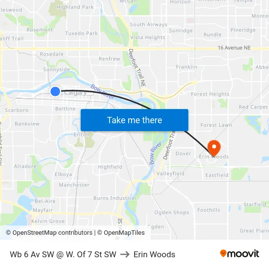 Wb 6 Av SW @ W. Of 7 St SW to Erin Woods map