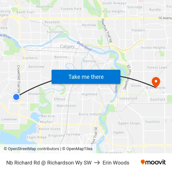 Nb Richard Rd @ Richardson Wy SW to Erin Woods map