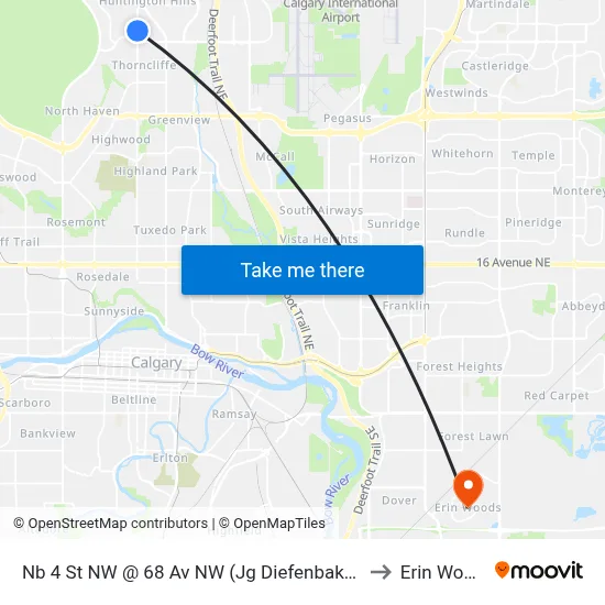 Nb 4 St NW @ 68 Av NW (Jg Diefenbaker Hs) to Erin Woods map