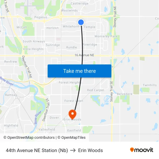 44th Avenue NE Station (Nb) to Erin Woods map