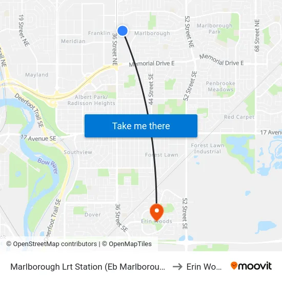 Marlborough Lrt Station (Eb Marlborough Dr) to Erin Woods map