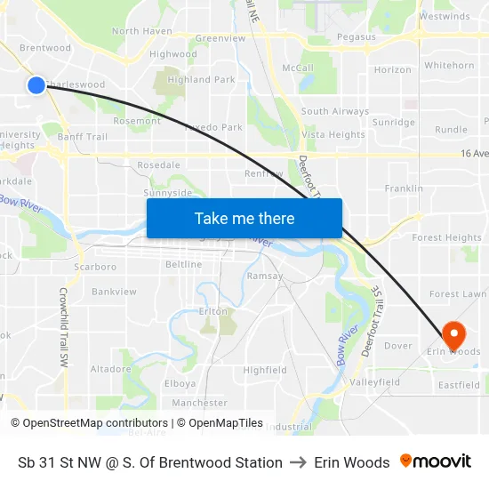 Sb 31 St NW @ S. Of Brentwood Station to Erin Woods map