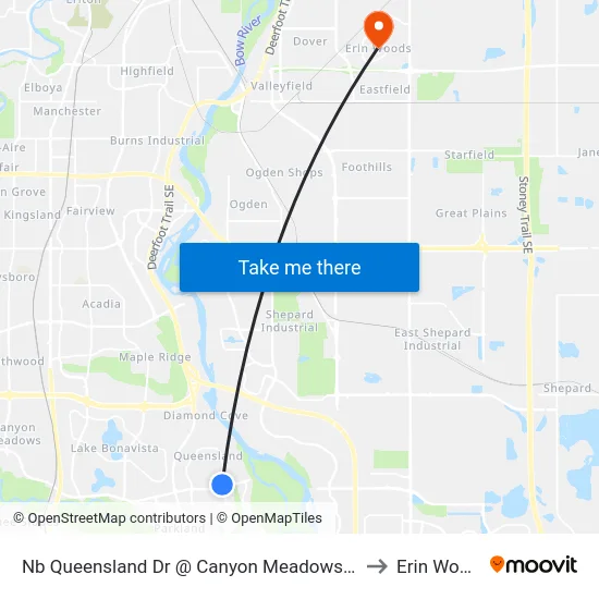 Nb Queensland Dr @ Canyon Meadows Dr SE to Erin Woods map