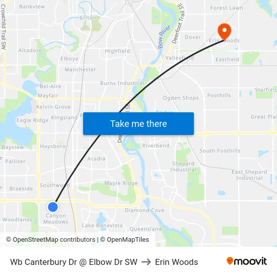 Wb Canterbury Dr @ Elbow Dr SW to Erin Woods map