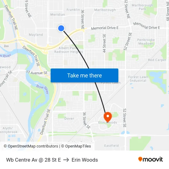 Wb Centre Av @ 28 St E to Erin Woods map
