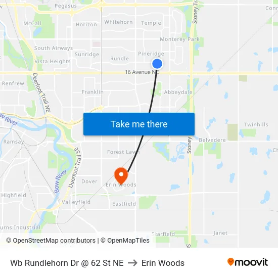 Wb Rundlehorn Dr @ 62 St NE to Erin Woods map