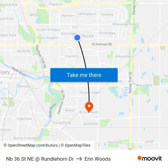 Nb 36 St NE @ Rundlehorn Dr to Erin Woods map