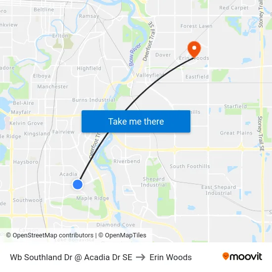Wb Southland Dr @ Acadia Dr SE to Erin Woods map
