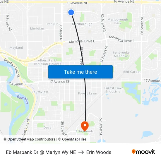 Eb Marbank Dr @ Marlyn Wy NE to Erin Woods map