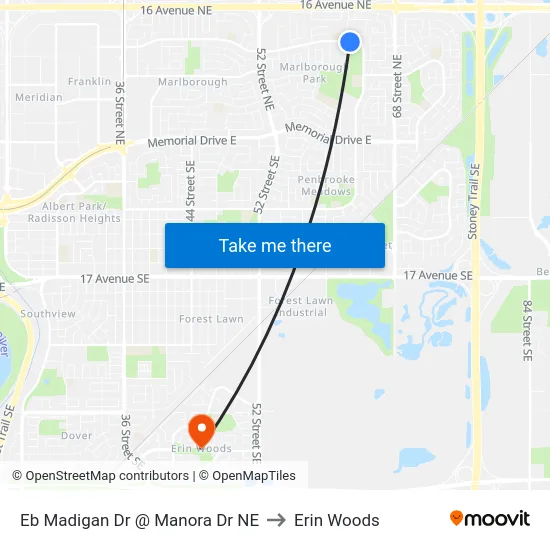 Eb Madigan Dr @ Manora Dr NE to Erin Woods map