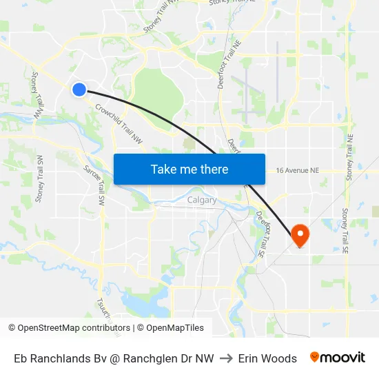 Eb Ranchlands Bv @  Ranchglen Dr NW to Erin Woods map