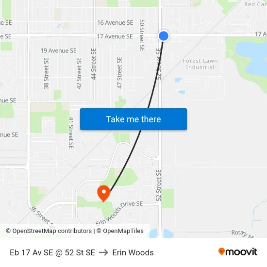 Eb 17 Av SE @ 52 St SE to Erin Woods map