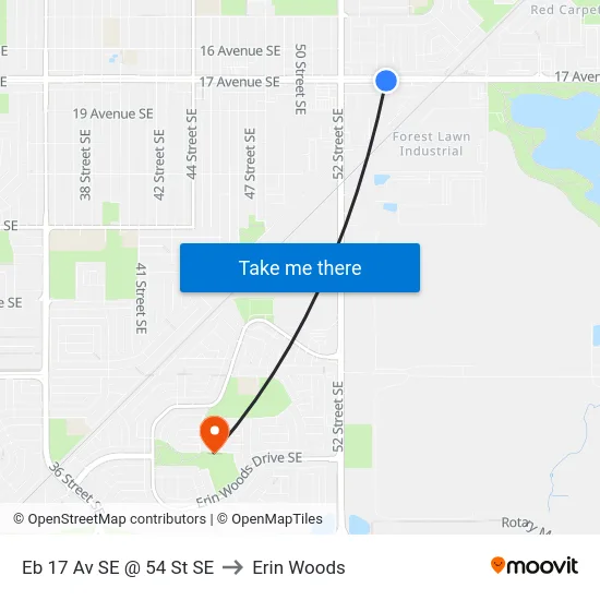 Eb 17 Av SE @ 54 St SE to Erin Woods map