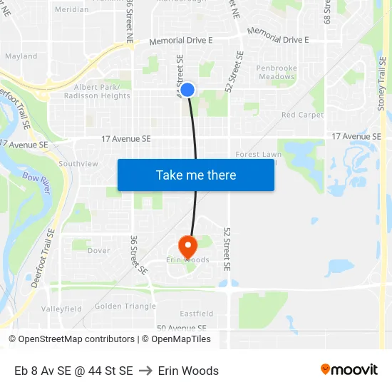 Eb 8 Av SE @ 44 St SE to Erin Woods map
