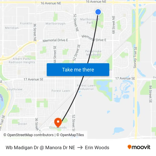 Wb Madigan Dr @ Manora Dr NE to Erin Woods map