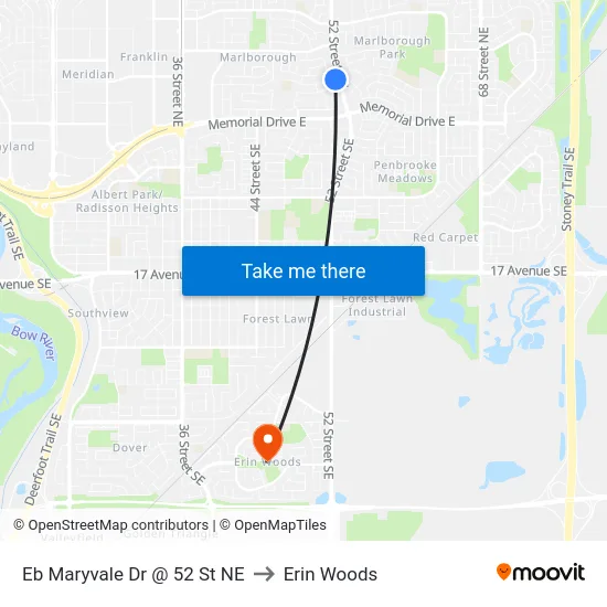 Eb Maryvale Dr @ 52 St NE to Erin Woods map