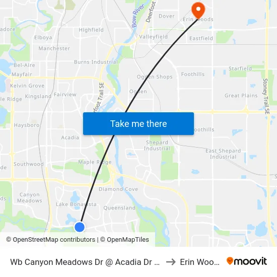 Wb Canyon Meadows Dr @ Acadia Dr SE to Erin Woods map