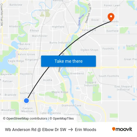 Wb Anderson Rd @ Elbow Dr SW to Erin Woods map
