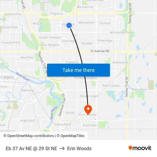 Eb 37 Av NE @ 29 St NE to Erin Woods map