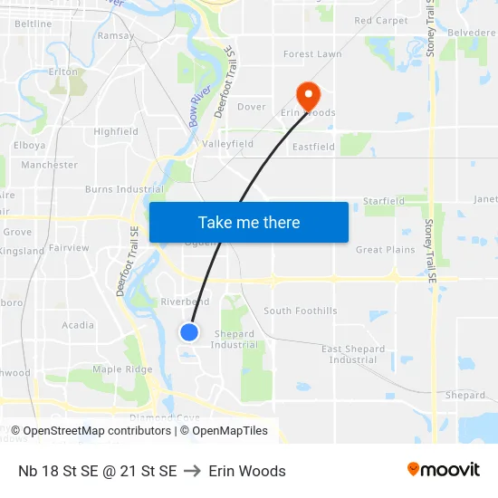Nb 18 St SE @ 21 St SE to Erin Woods map