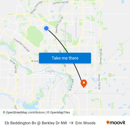 Eb Beddington Bv @ Berkley Dr NW to Erin Woods map