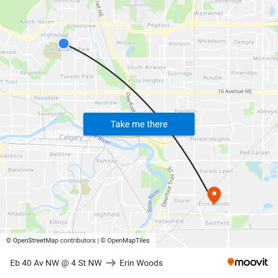 Eb 40 Av NW @ 4 St NW to Erin Woods map