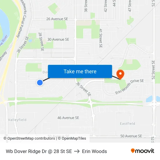 Wb Dover Ridge Dr @ 28 St SE to Erin Woods map