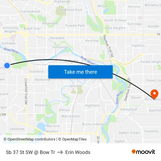 Sb 37 St SW @ Bow Tr to Erin Woods map