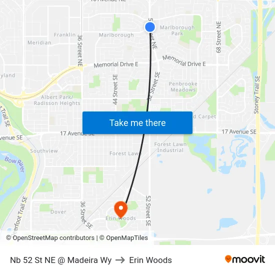 Nb 52 St NE @ Madeira Wy to Erin Woods map