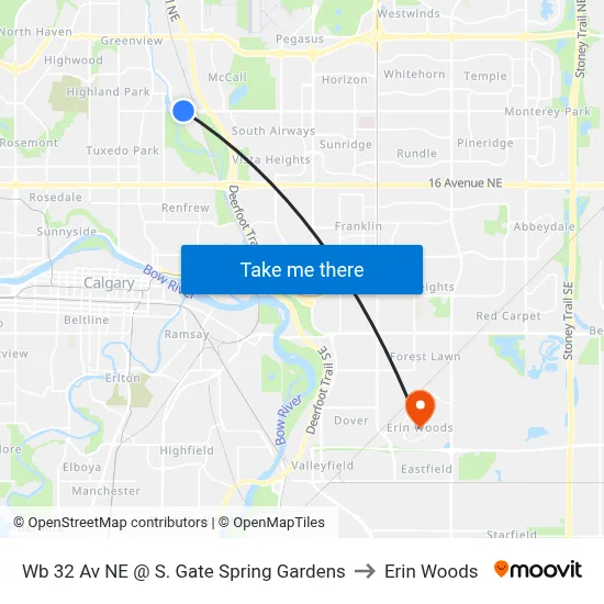 Wb 32 Av NE @ S. Gate Spring Gardens to Erin Woods map