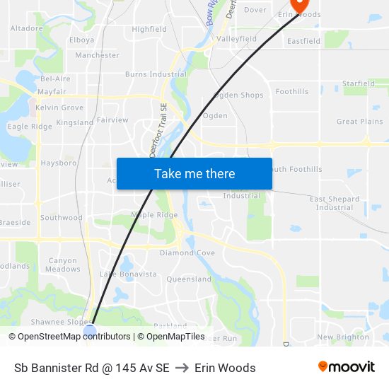 Sb Bannister Rd @ 145 Av SE to Erin Woods map