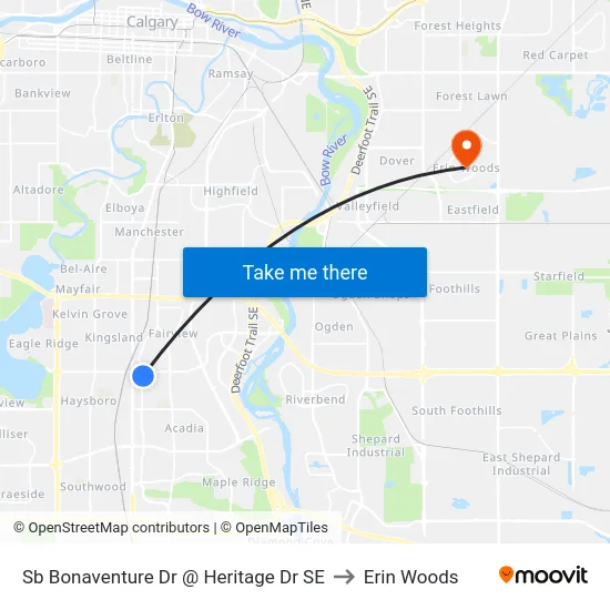 Sb Bonaventure Dr @ Heritage Dr SE to Erin Woods map