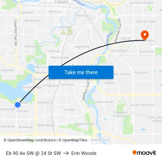 Eb 90 Av SW @ 24 St SW to Erin Woods map
