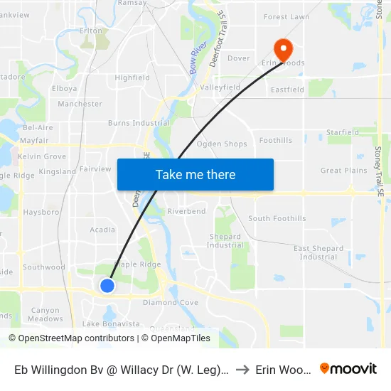 Eb Willingdon Bv @  Willacy Dr (W. Leg) SE to Erin Woods map