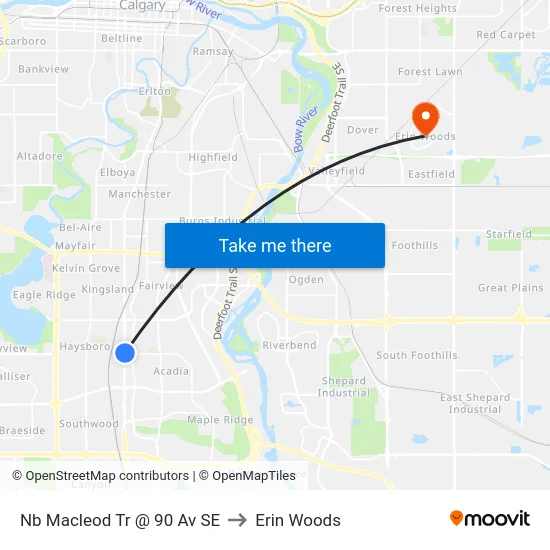 Nb Macleod Tr @ 90 Av SE to Erin Woods map