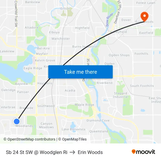 Sb 24 St SW @ Woodglen Ri to Erin Woods map