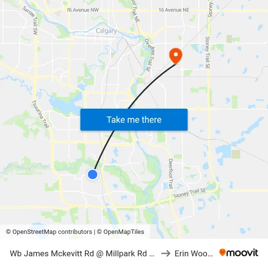 Wb James Mckevitt Rd @ Millpark Rd SW to Erin Woods map