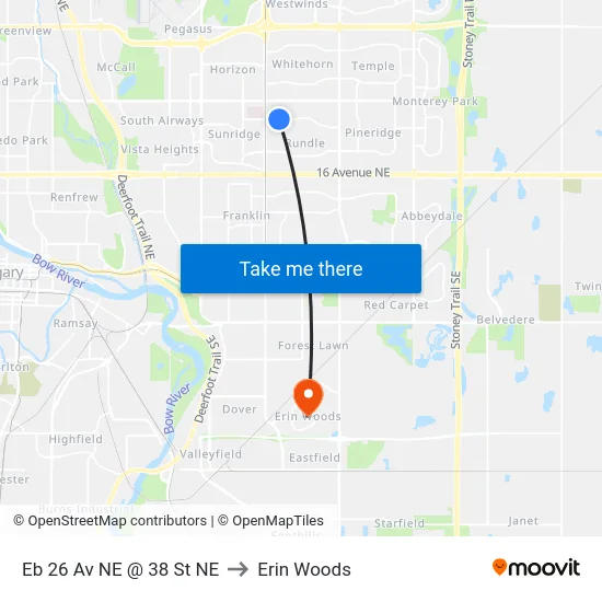 Eb 26 Av NE @ 38 St NE to Erin Woods map