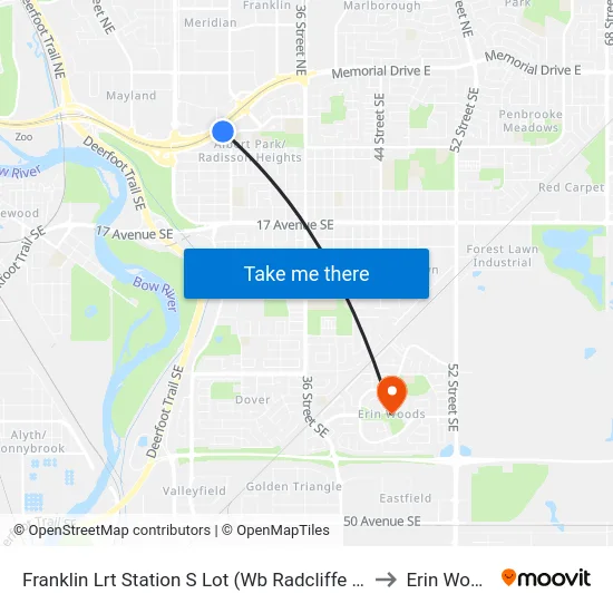 Franklin Lrt Station S Lot (Wb Radcliffe Dr Se) to Erin Woods map