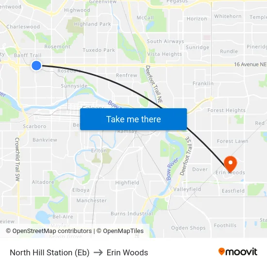 North Hill Station (Eb) to Erin Woods map