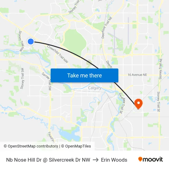 Nb Nose Hill Dr @ Silvercreek Dr NW to Erin Woods map