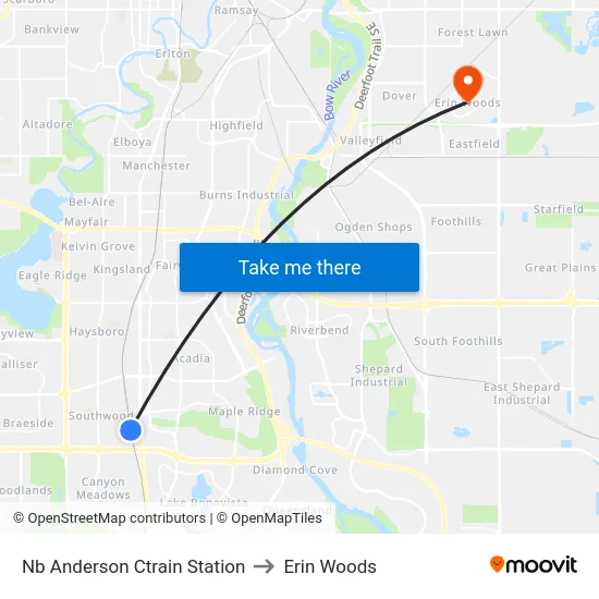 Nb Anderson Ctrain Station to Erin Woods map