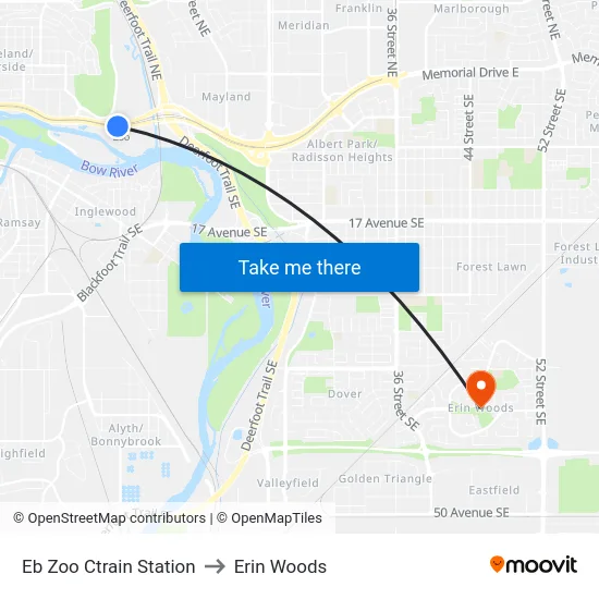 Eb Zoo Ctrain Station to Erin Woods map