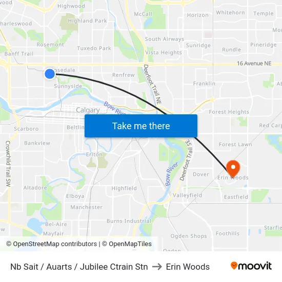 Nb Sait / Auarts / Jubilee Ctrain Stn to Erin Woods map